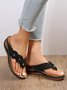 Women Applique Decor Massage Flip-flops Wedge Slide Sandals