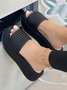 Women's Solid Color Casual Platform Slide Sandals