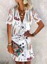 Lace Loose V Neck Casual Dress With No