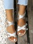 Silver Buckle Decor Footbed Strappy Sandals