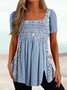 Casual Square Neck Regular Fit Floral Shirt