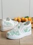 Mesh Embroidery Casual Paneled Slip-On Wedge Shoes