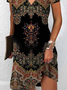 Loose Ethnic V Neck Casual Dress