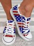 America Flag Printed Fringe Lace-Up Canvas Shoes