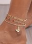 Vacation Diamond Crystal Butterfly Multi-Stack Anklet Boho Women's Jewelry