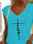Loose Casual Faith V Neck Tank Top