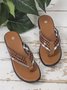 Vintage Chunky Heel Flip-flops Slide Sandals