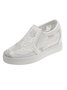 Mesh Embroidery Casual Paneled Slip-On Wedge Shoes