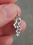 Vintage Silver Metal Distressed Floral Pattern Earrings Ethnic Casual Women's Jewelry