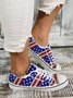 America Flag Printed Fringe Lace-Up Canvas Shoes