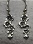 Vintage Silver Metal Distressed Floral Pattern Earrings Ethnic Casual Women's Jewelry