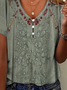 Casual V Neck Ethnic Buttoned Shirt