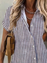 Casual Shirt Collar Striped Loose Blouse