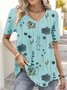 Jersey Casual Loose Floral Printed Shirt