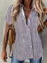 Casual Shirt Collar Striped Loose Blouse