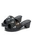 Summer Elegant Plain Chunky Heel Slide Sandals