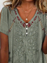 Casual V Neck Ethnic Buttoned Shirt