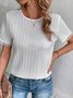 Lace Casual Plain Crew Neck Loose Shirt