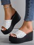 Multicolored Wool Woven Platform Wedge Sandals