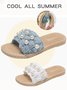 Pearl Chiffon Ruffle Beach Sandals