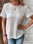 Lace Casual Plain Crew Neck Loose Shirt