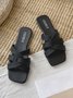 Cross-Filled Straps Square Toe Slides