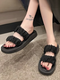 Crinkled Tulle Vacation Double Strap Slides