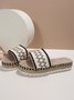 Red Ethnic Embroidery Pattern Straw Platform Sandals