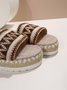 Red Ethnic Embroidery Pattern Straw Platform Sandals