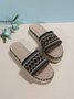 Red Ethnic Embroidery Pattern Straw Platform Sandals