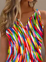 Abstract Casual Notched Loose Tank Top