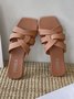 Cross-Filled Straps Square Toe Slides