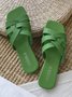 Cross-Filled Straps Square Toe Slides