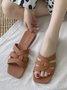 Cross-Filled Straps Square Toe Slides