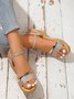 Metallic Glitter Ankle Strap Wedge Sandals