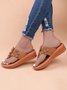 Vintage Floral Appliques Wedge Thong Slide Sandals