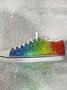 Rainbow Ombre Fringe Hem Lace-up Canvas Shoes