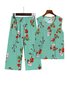 Breathable Elegant Floral Casual Loose Pajama Set