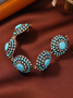 Boho Turquoise and Diamond Bracelet Vintage Ethnic Holiday Women's Jewelry