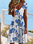 Floral Casual Regular Sleeve Dress With No