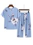 Breathable Cozy Floral Print Cotton Pajama Set