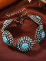 Boho Turquoise and Diamond Bracelet Vintage Ethnic Holiday Women's Jewelry