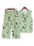 Breathable Elegant Floral Casual Loose Pajama Set