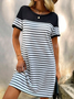 Loose Casual Crew Neck Striped T-Shirt Dress