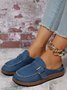 Blue Denim Buckle Decor Casual Mules
