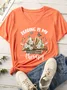 Women's Reading Is My Therapy V Neck Casual Text Letters T-Shirt