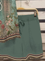 Plus Size Casual Crew Neck Loose Floral Two-Piece Set