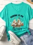 Women's Reading Is My Therapy V Neck Casual Text Letters T-Shirt