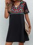 Loose Casual V Neck Ethnic Dress
