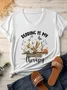 Women's Reading Is My Therapy V Neck Casual Text Letters T-Shirt